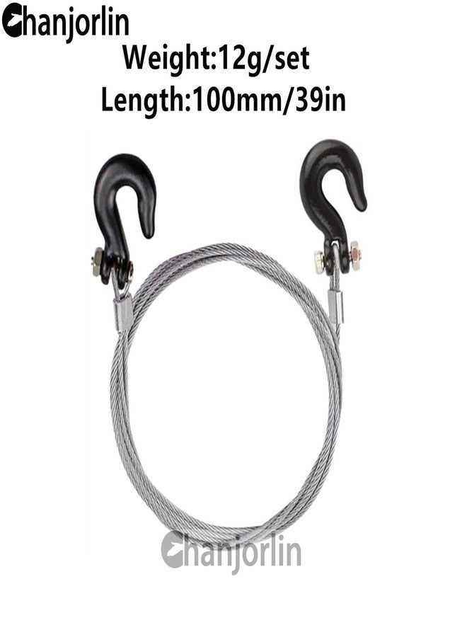 Chanjorlin 1/10 RC Mini Simulation Metal Trailer Chain Rope with Tow Hook Decoration Accessories For 1:10 Scale Rock Crawler Truck Car Traxxas TRX4 SCX10 RXB10 Redat Axial RC4WD Tamiya D90 TF2 (Black) - Image 2
